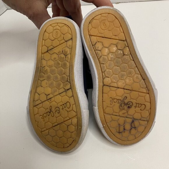 Cat & Jack low top blue sneakers faux leather hook & loop shoes little kids 6 - Picture 7 of 8